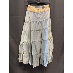 Vintage Lane Bryant Denim Western Long Skirt Plus Size 22 NWT